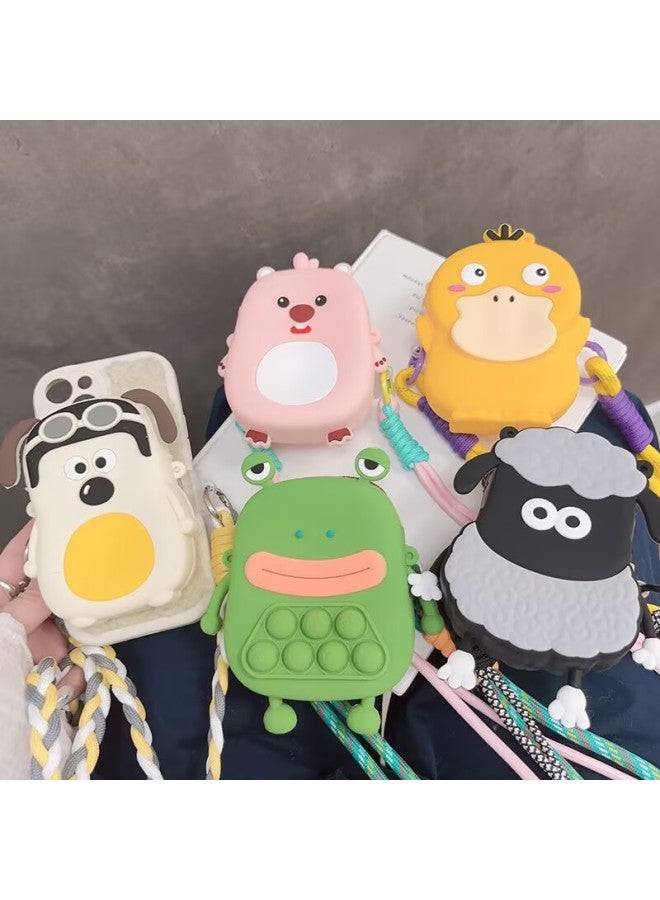 Trendy Ins Cartoon Coin Purse Back Clip Crossover Mobile Phone Chain Universal Mobile Phone Case Long Rope Diy Pendant-Specification:Coin Purse Rose Red Strawberry Bear Back Clip + Same Style Crossbody - Image 3