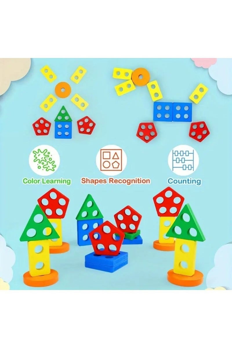 Montessori Geometric Shape Matching Toy for Toddlers – Early Learning, Fine Motor Skills, Color & Shape Recognition, Educational Wooden Puzzle Gift - Image 3