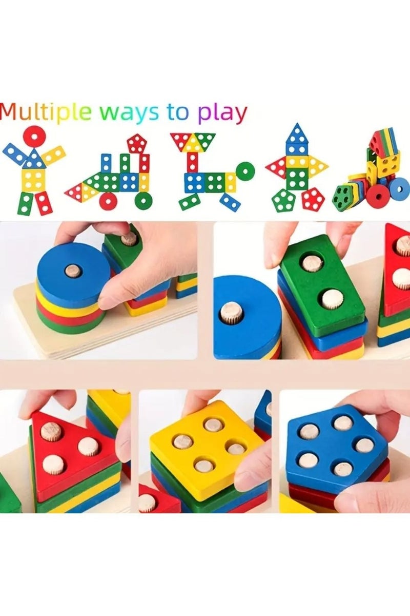 Montessori Geometric Shape Matching Toy for Toddlers – Early Learning, Fine Motor Skills, Color & Shape Recognition, Educational Wooden Puzzle Gift - Image 4