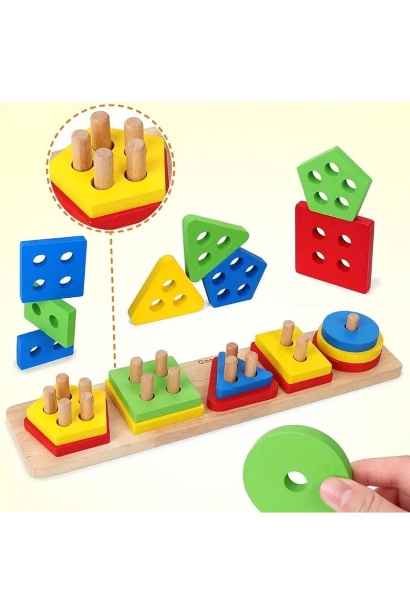 Montessori Geometric Shape Matching Toy for Toddlers – Early Learning, Fine Motor Skills, Color & Shape Recognition, Educational Wooden Puzzle Gift - Image 5