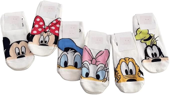 "SMARTEDGE cartoon print socks for children, one size ( 8-12 XL), 6 pairs, assorted colors,