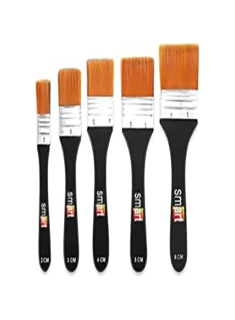Smart Paint Brush Set - 5 Pcs Flat Brush - Multi-Purpose Wall Brushes in Variety Sizes - Flat Paint Brush - Artist Flat Painting Brush - Flat Paint Brush for Home BBQ and Furniture Paint - Image 1