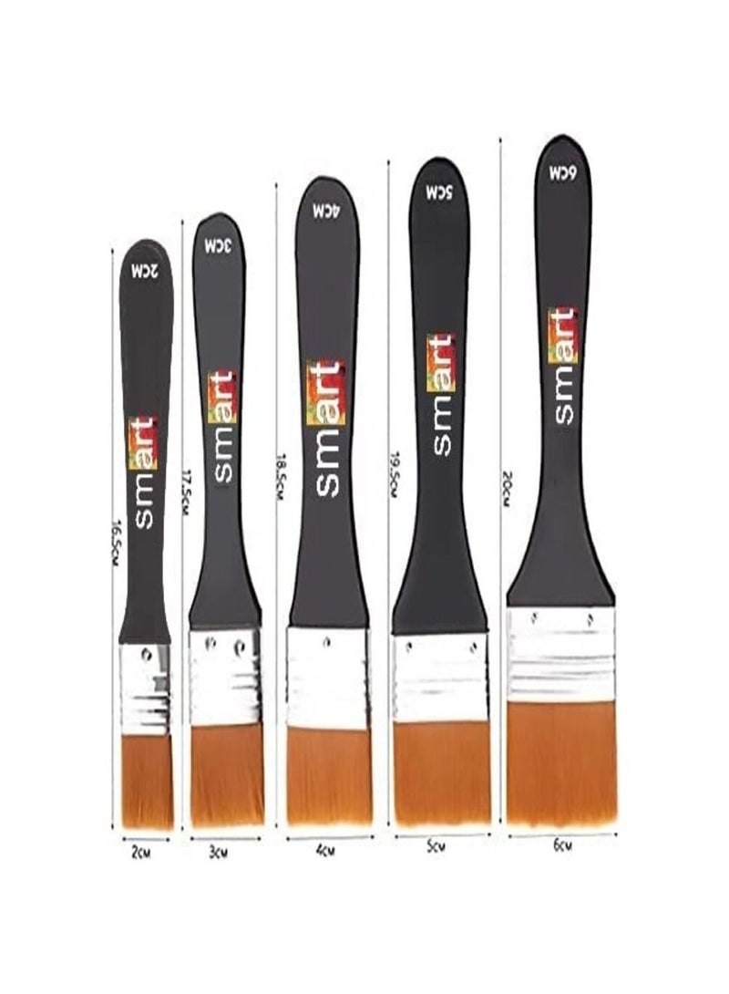 Smart Paint Brush Set - 5 Pcs Flat Brush - Multi-Purpose Wall Brushes in Variety Sizes - Flat Paint Brush - Artist Flat Painting Brush - Flat Paint Brush for Home BBQ and Furniture Paint - Image 2