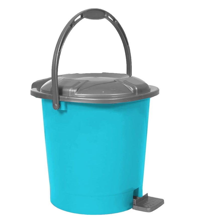 Kuber Industries Durable Plastic Pedal DustbinWaste BinTrash Can For Kitchen Home With Handle7 Litre Sky Blue - Image 1
