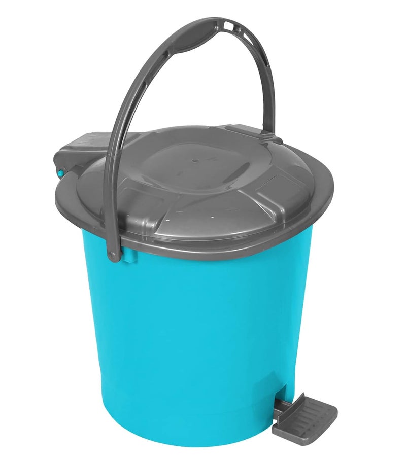 Kuber Industries Durable Plastic Pedal DustbinWaste BinTrash Can For Kitchen Home With Handle7 Litre Sky Blue - Image 2