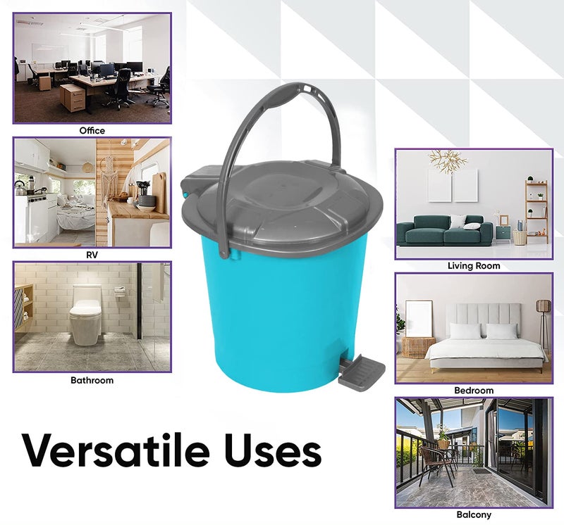 Kuber Industries Durable Plastic Pedal DustbinWaste BinTrash Can For Kitchen Home With Handle7 Litre Sky Blue - Image 5