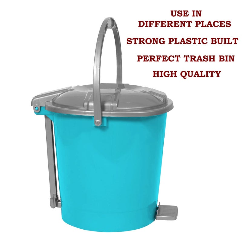 Kuber Industries Durable Plastic Pedal DustbinWaste BinTrash Can For Kitchen Home With Handle7 Litre Sky Blue - Image 4