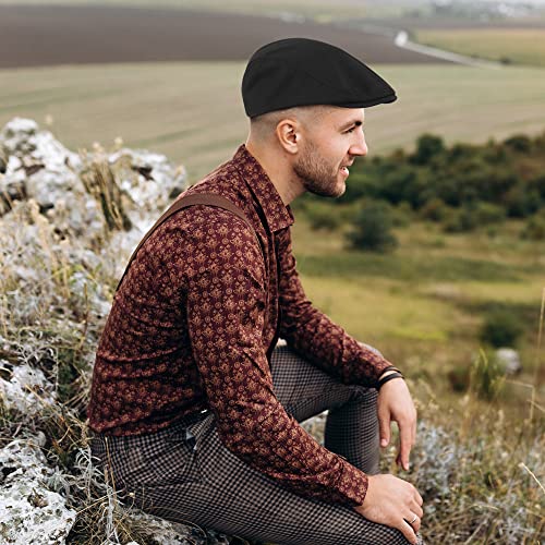 KUTTOR 4 Pieces Newsboy Men's Hat - Flat Cap Soft Stretch Fit Men's Cap - Cabbie Hunting Cap Ivy Hat for Men - Outdoor - Image 5