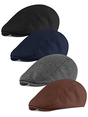 KUTTOR 4 Pieces Newsboy Men's Hat - Flat Cap Soft Stretch Fit Men's Cap - Cabbie Hunting Cap Ivy Hat for Men - Outdoor - Image 1