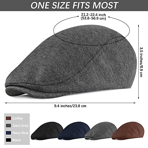 KUTTOR 4 Pieces Newsboy Men's Hat - Flat Cap Soft Stretch Fit Men's Cap - Cabbie Hunting Cap Ivy Hat for Men - Outdoor - Image 2