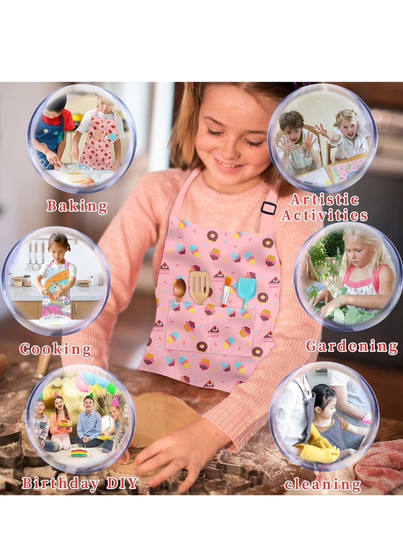 Beauenty Kids Aprons for Girls Toddler, Adjustable with Pockets Cooking Baking Painting Crafting Art Gardening - Image 4