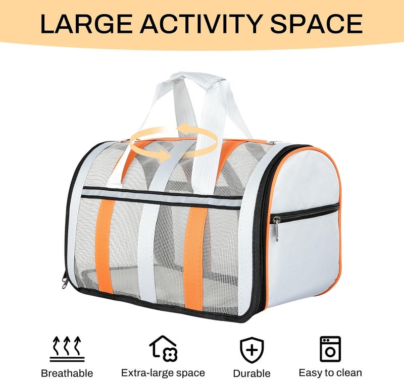 YooxArmor Flight-compatible pet carrier, breathable mesh dog cat travel bag with reflectors, portable pet handbag with soft handle, suitable for small to medium pets (under 6.8 kg / 15 lbs) - Image 2