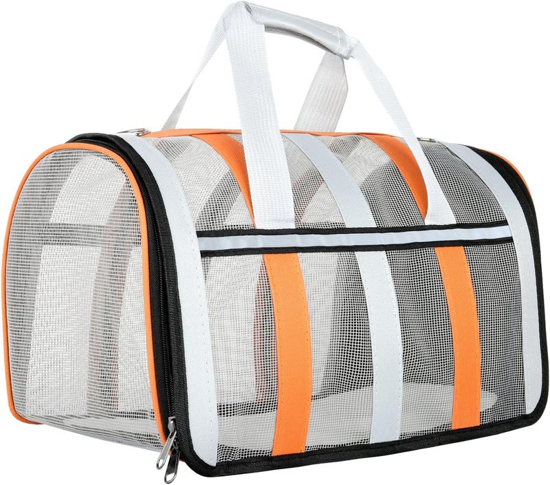 YooxArmor Flight-compatible pet carrier, breathable mesh dog cat travel bag with reflectors, portable pet handbag with soft handle, suitable for small to medium pets (under 6.8 kg / 15 lbs) - Image 1