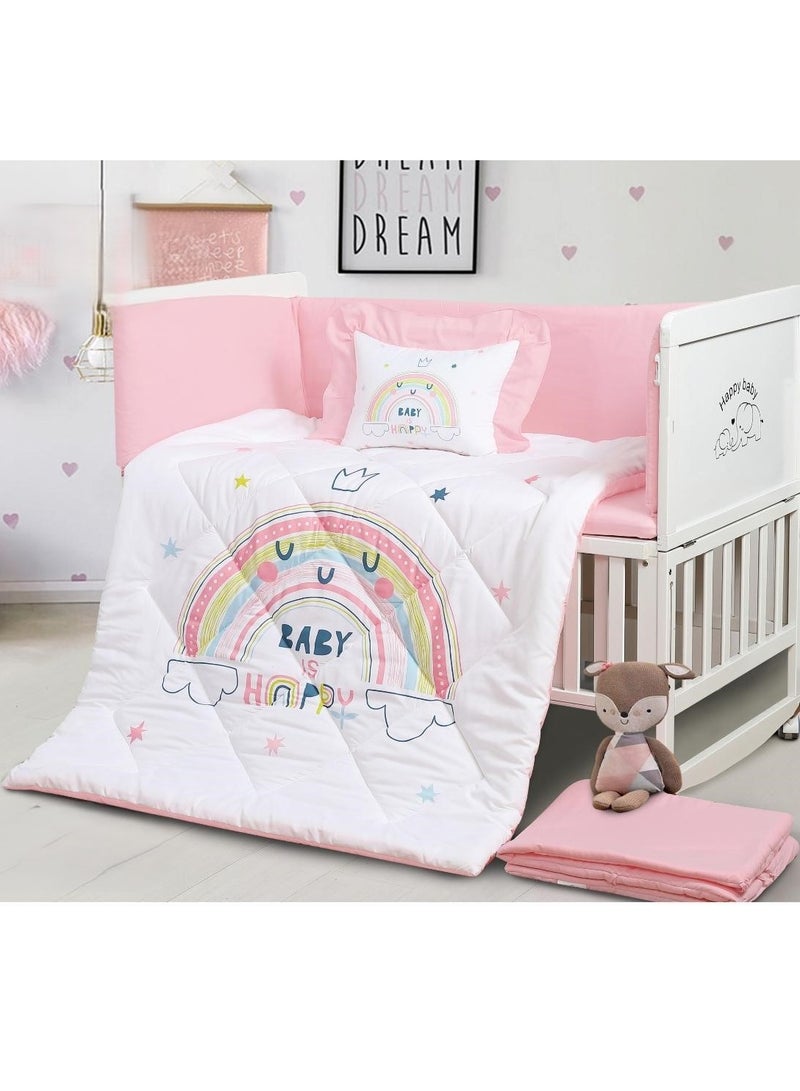 هورس مفرش سرير حواجز سرير اطفال 5 قطع صيفي ليمنح طفلك الراحة من المايكروفايبر ، 5 قطع مقاس اللحاف 132x104سم - Image 1