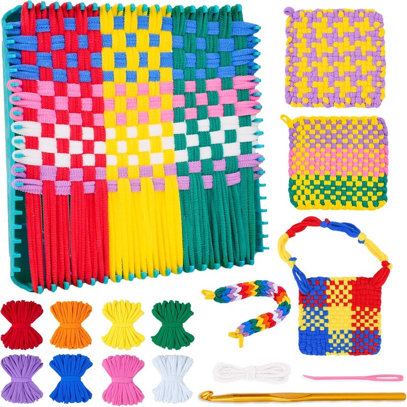 PREBOX Potholder Weaving Loom Kit for Kids and Beginners, Knitting Crafts for Girls Ages 6-12 Year Old, 7" Pot Holder Loom with 224 Loops, Great Christmas & Birthday Gifts - Image 1