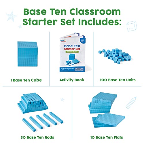 hand2mind Blue Plastic Base Ten Blocks Complete Classroom Set, Place Value Blocks, Counting Cubes, Math Blocks Kindergarten, Manipulative Kit for Mathematics for Elementary Teachers (Set of 161) - Image 3