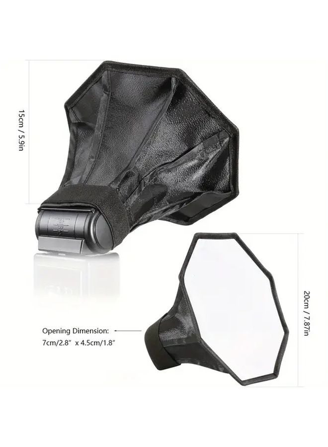 2 Pack Polyamide Flash Diffuser Softbox Set Collapsible Octagon and Rectangular Speedlight Softboxes - Image 3