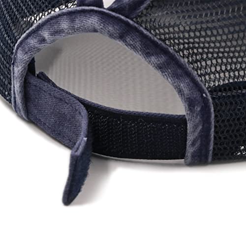 ProMindFun Womens Ponytail High Messy Bun Hats Distressed Baseball Caps Unconstructed Washed Dad Hat Girls Trucker Ponycaps (06-Navy Blue) - Image 5