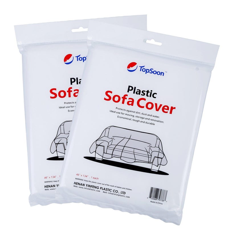 TopSoon غطاء كرسي بلاستيكي من توب سون لغطاء الأريكة للتخزين أو الحماية 46 بوصة × 76 بوصة عبوة من 2