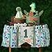 HODIHIWI Dinosaur Theme 1st Highchair Banner Tassel Garland Dino Conical Cap Cake Topper Green First Dinosaur Birthday Decorations - Image 3
