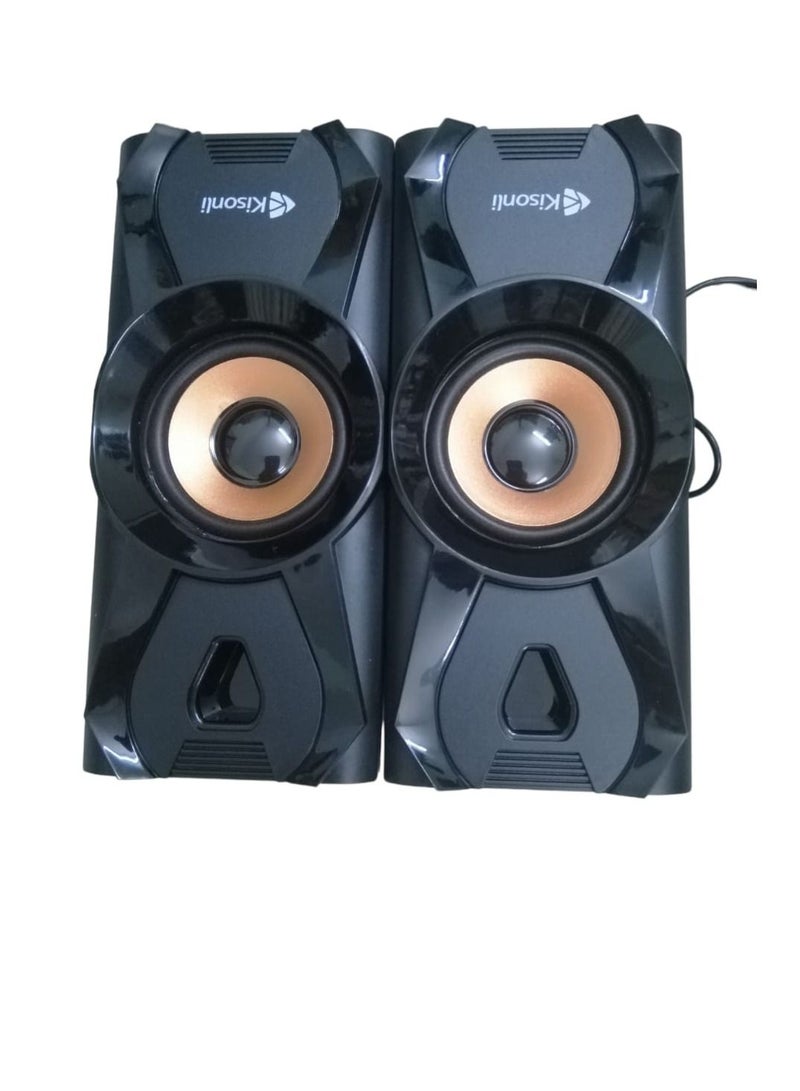 Kisonli 2-Piece USB Portable Mini Speaker Set Black - Image 1