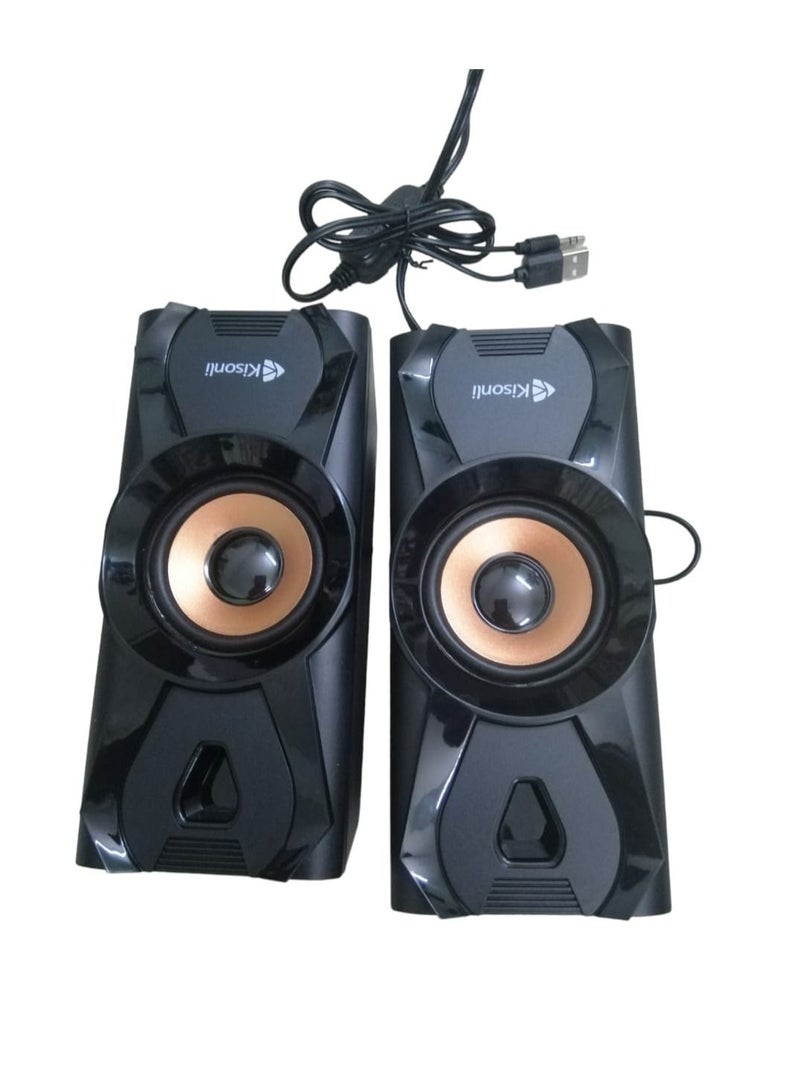 Kisonli 2-Piece USB Portable Mini Speaker Set Black - Image 2