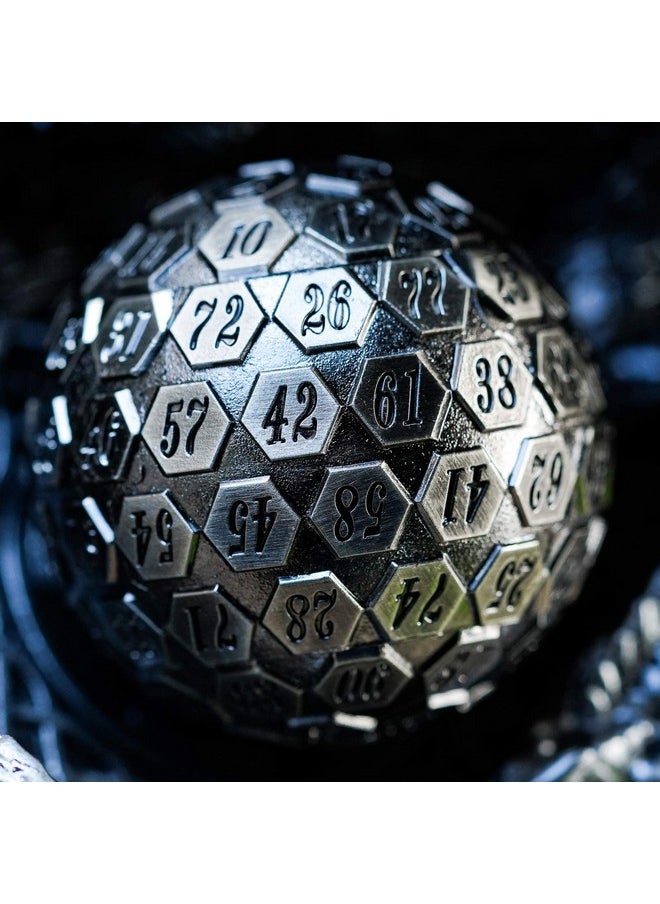 cusdie D100 Dnd Metal Dice, 100 Sided Giant Metal Dice, Single D100 Polyhedral Dice With Gift Box For Rpgs (Ancient Silver)  - Image 3