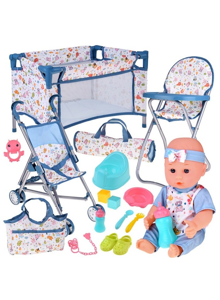 Toy Box Toy Baby Doll With Stroller and a Set of Accessories  For Children Over 3 years Old - Image 1