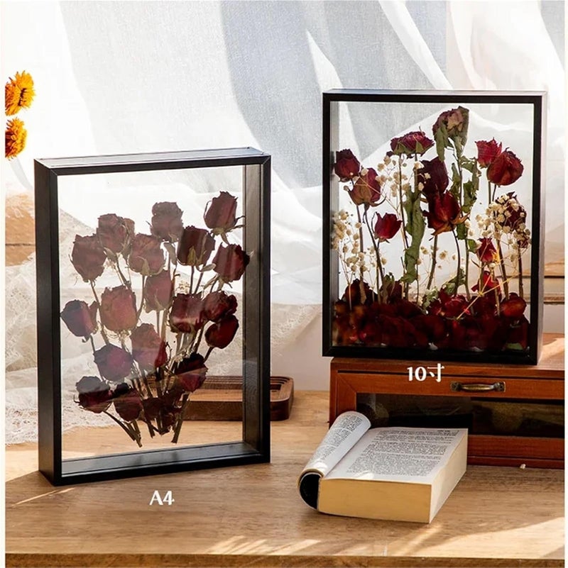 Shadows Box Frames Deep Transparent Shadow Box Frames Bouquet Display Flower Case Deep for Crafts 3D Picture Memorabilia Memory Wooden Tabletop(10inch) - Image 3