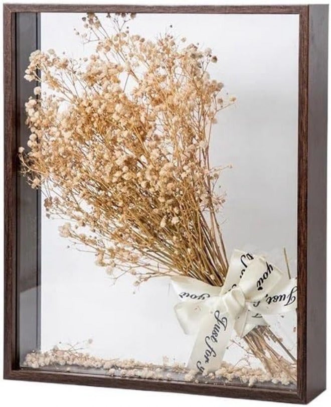 Shadows Box Frames Deep Transparent Shadow Box Frames Bouquet Display Flower Case Deep for Crafts 3D Picture Memorabilia Memory Wooden Tabletop(10inch) - Image 1