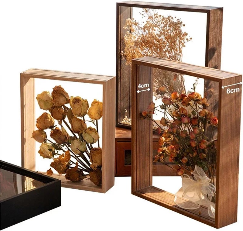 Shadows Box Frames Deep Transparent Shadow Box Frames Bouquet Display Flower Case Deep for Crafts 3D Picture Memorabilia Memory Wooden Tabletop(10inch) - Image 4