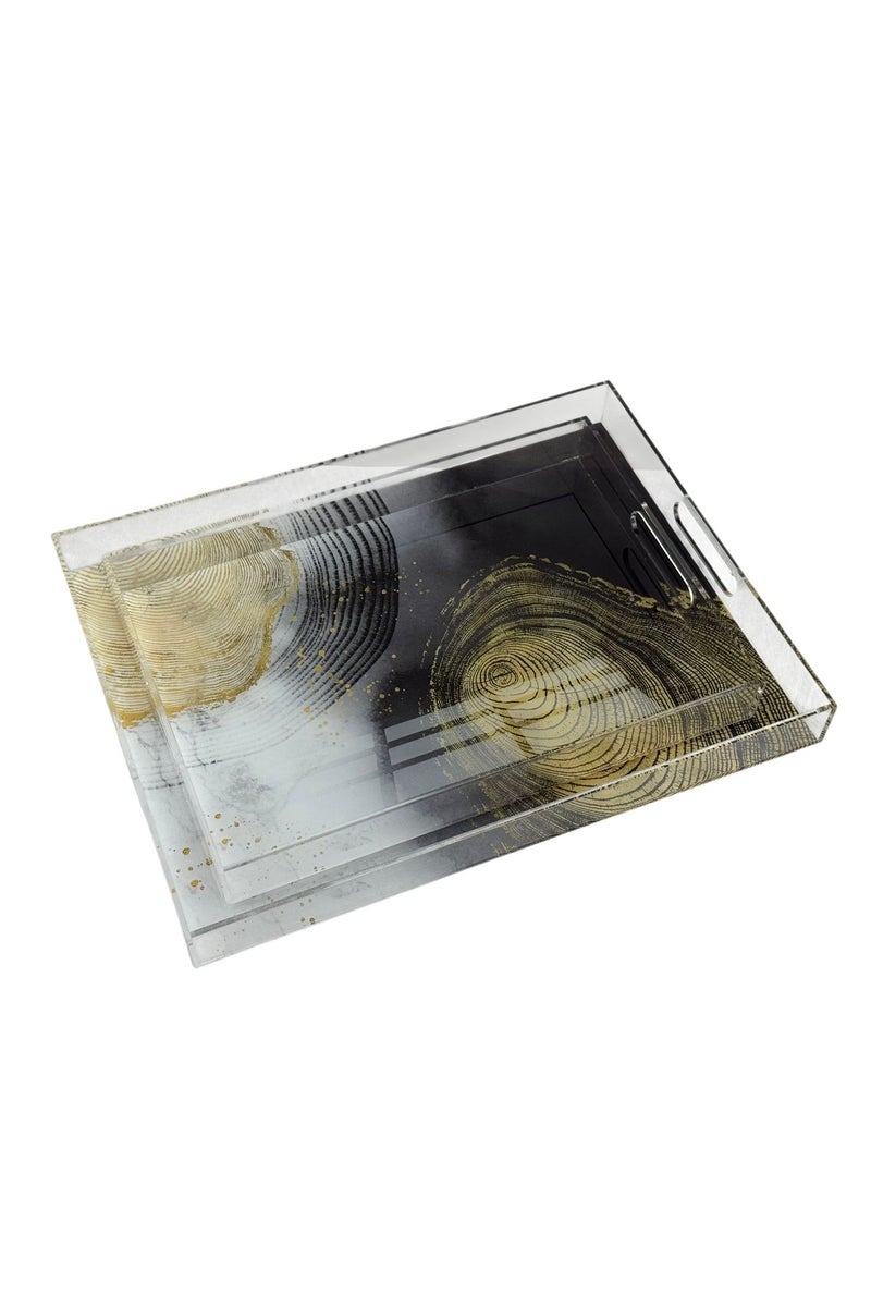 AFAQ Acrylic Serving Tray Set of 2 - Image 1