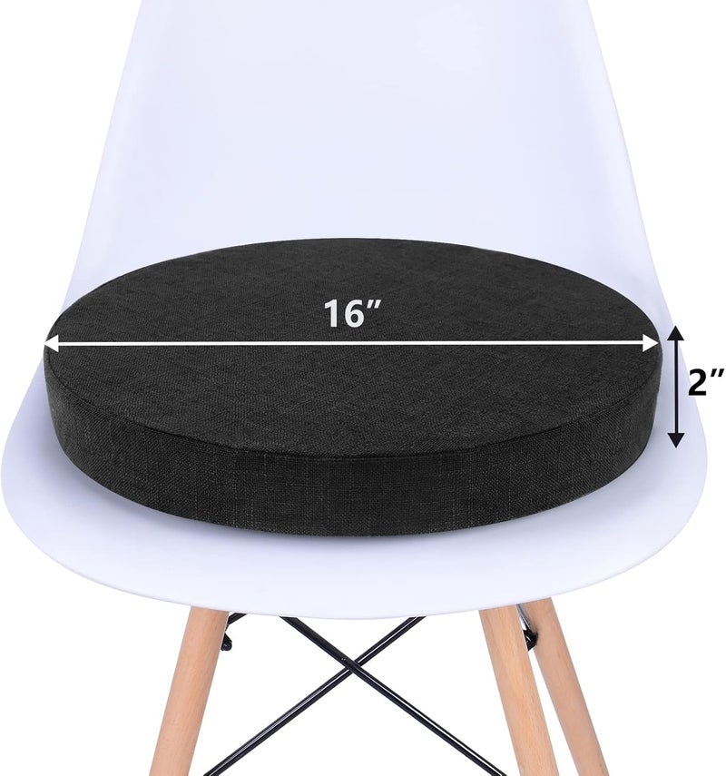 Tromlycs Round Chair Seat Cushion Pad 16 inch for Circle Stool Chairs Non Slip Decorative Foam Cushion Pillow, 1 Piece, 16 x 16 inches, Black - Image 3