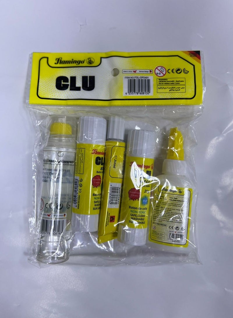 Flamingo Assorted Multi Purpose Glue 5-Piece Packet with Different types of Glue - Image 2
