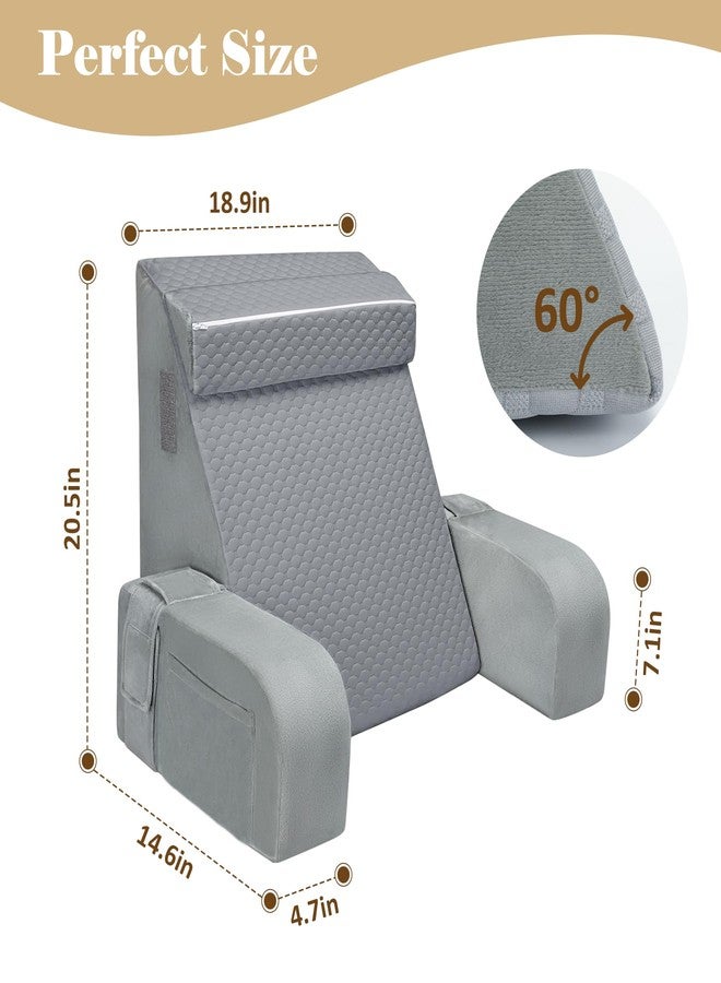 BEYOUDO Reading Pillow for Sitting in Bed Adult, Back Pillow for Bed Sitting up, Reading & Bed Rest Pillows for Watching (Gray/Gray) - Image 4