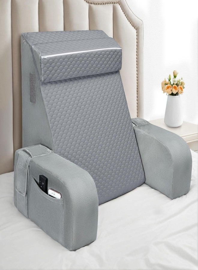 BEYOUDO Reading Pillow for Sitting in Bed Adult, Back Pillow for Bed Sitting up, Reading & Bed Rest Pillows for Watching (Gray/Gray) - Image 5
