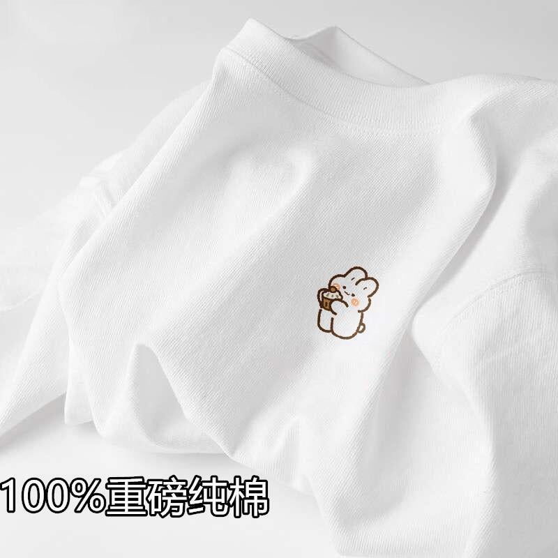 Xinjiang Cotton Short-Sleeved T-Shirt Men'S And Women'S Same Style Fresh Simple White Bottoming Shirt Ins Summer Loose Half-Sleeved T-Shirt - Image 1