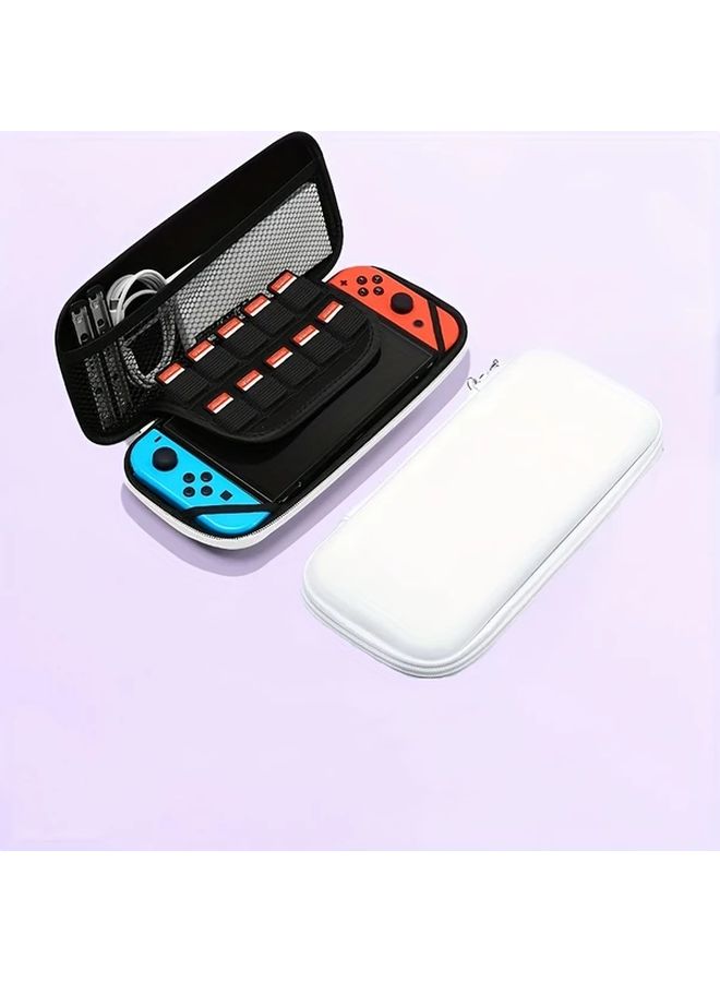 Silvery Hard Protective Case Storage Bag For Switch OLED With Card Holder And Handle - Image 3