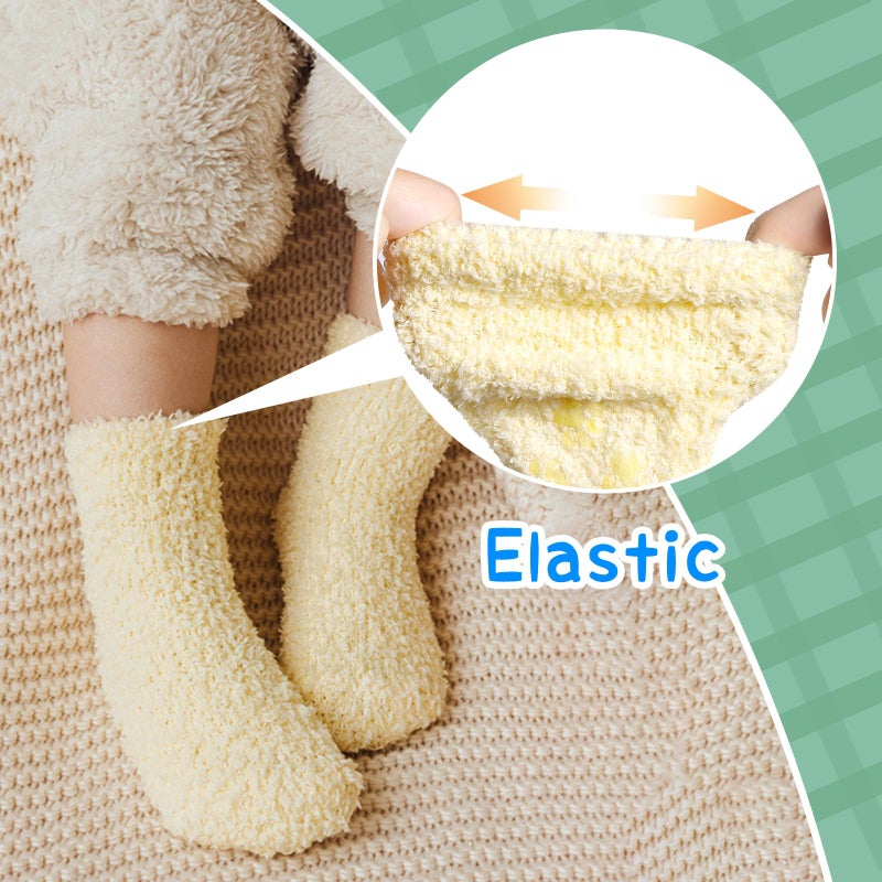 RAYORISA 4 Pairs Baby Fuzzy Socks with Grips Toddlers Cozy Anti Slip Winter Sock for 1-6 Years Boys Girls Warm Gift Socks,1T 2T 3T - Image 5
