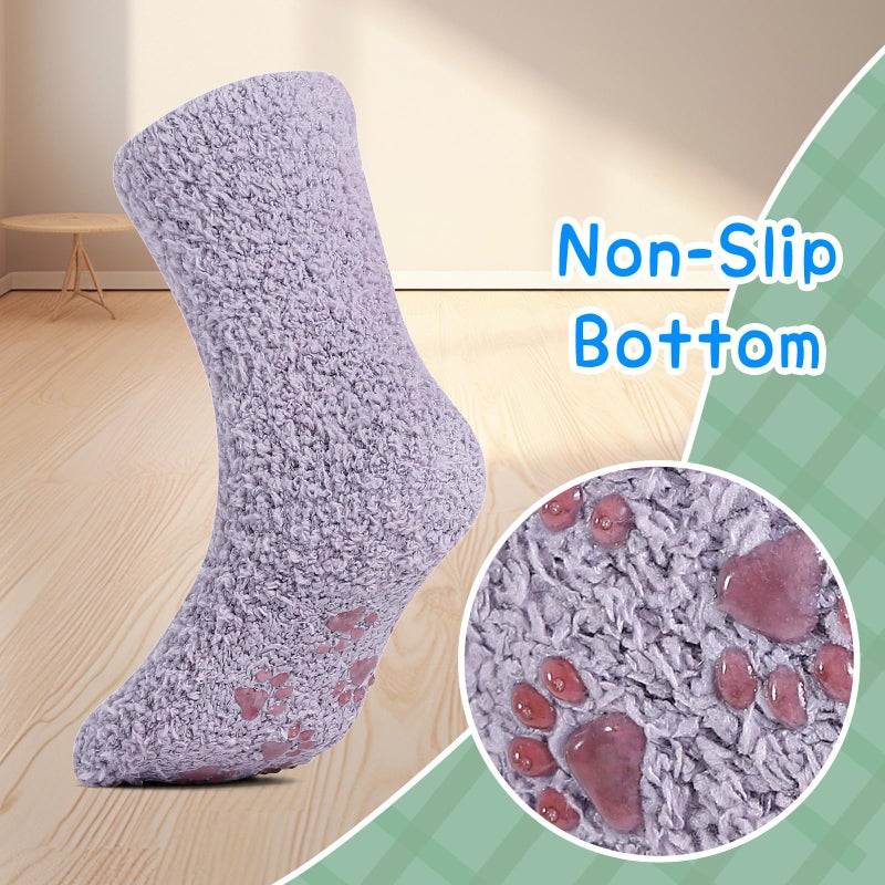 RAYORISA 4 Pairs Baby Fuzzy Socks with Grips Toddlers Cozy Anti Slip Winter Sock for 1-6 Years Boys Girls Warm Gift Socks,1T 2T 3T - Image 4