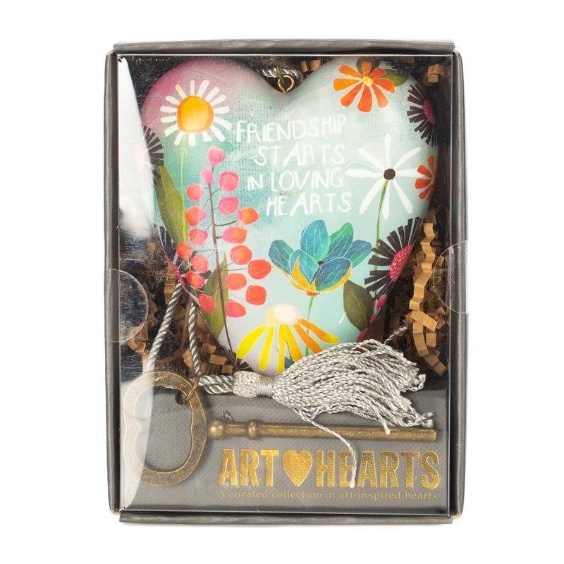 Demdaco Friendship Loving Summer Floral 4 Inch Heart Shaped Resin Keepsake Decoration  3.5"" w x 3.5"""" h - Image 5