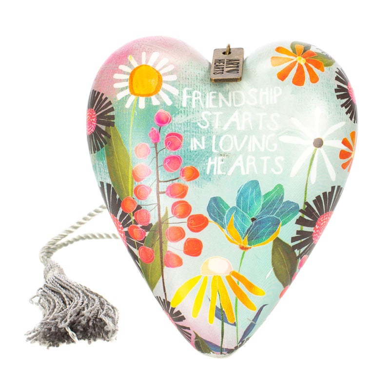 Demdaco Friendship Loving Summer Floral 4 Inch Heart Shaped Resin Keepsake Decoration  3.5"" w x 3.5"""" h - Image 3