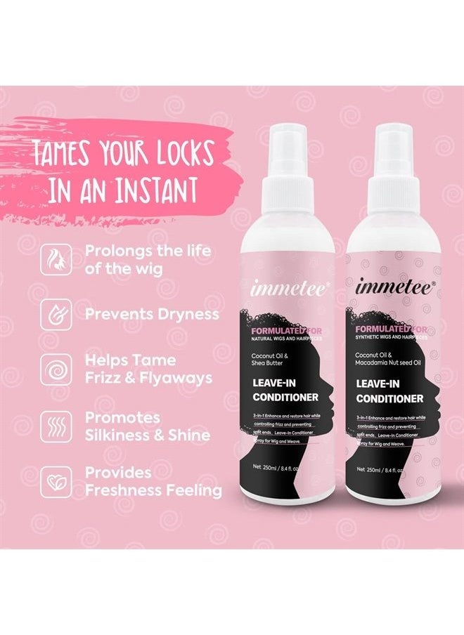Immetee Natural Wig Leave-in Conditioning Spray, Weave & Braid, Wig Moisturing & Hydrating Detangler Hair Mist, Heat Protectant Spray for Black Women & Men. 250Ml/8.4Fl. Oz (Formulated for Natural Wig  - Image 3