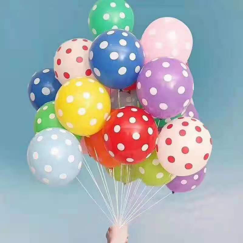 Thickened 2.8g Heart Dot Macaronshini Printing Balloon Bobo Ball Filled Inner Ball Decoration Birthday Party 12 inch dot color mixing 100