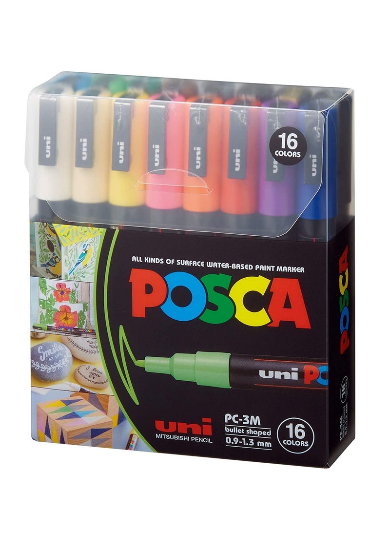 Uniball 16-Piece POSCA Fine Paint Marker Multicolour  - Image 1