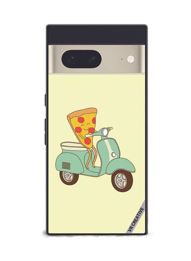 VR CREATIVE Protective Case Cover For Google Pixel 7 Pizza Riding Scooter Design Multicolour - Image 1
