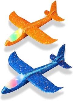 Mumoo Bear Mumoo Bear 2 Pack LED Light Airplane,17.5" Large Throwing Foam Plane,2 Flight Mode Glider Plane,Flying Toy for Kids,outdoor Sport Toys Birthday Party Favors Foam Airplane 