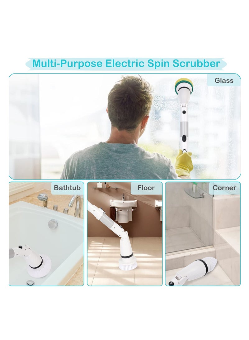 Barakah فرشاة تنظيف كهربائية، قابلة للشحن بدون سلك متعددة الأغراض، دوارة 360 درجة، فرشاة طاقة مع ذراع قابلة للتعديل وأداة برأس قابل للاستبدال 4 لتنظيف الأرضيات والمطبخ والحمام وغسيل السيارات - Image 4