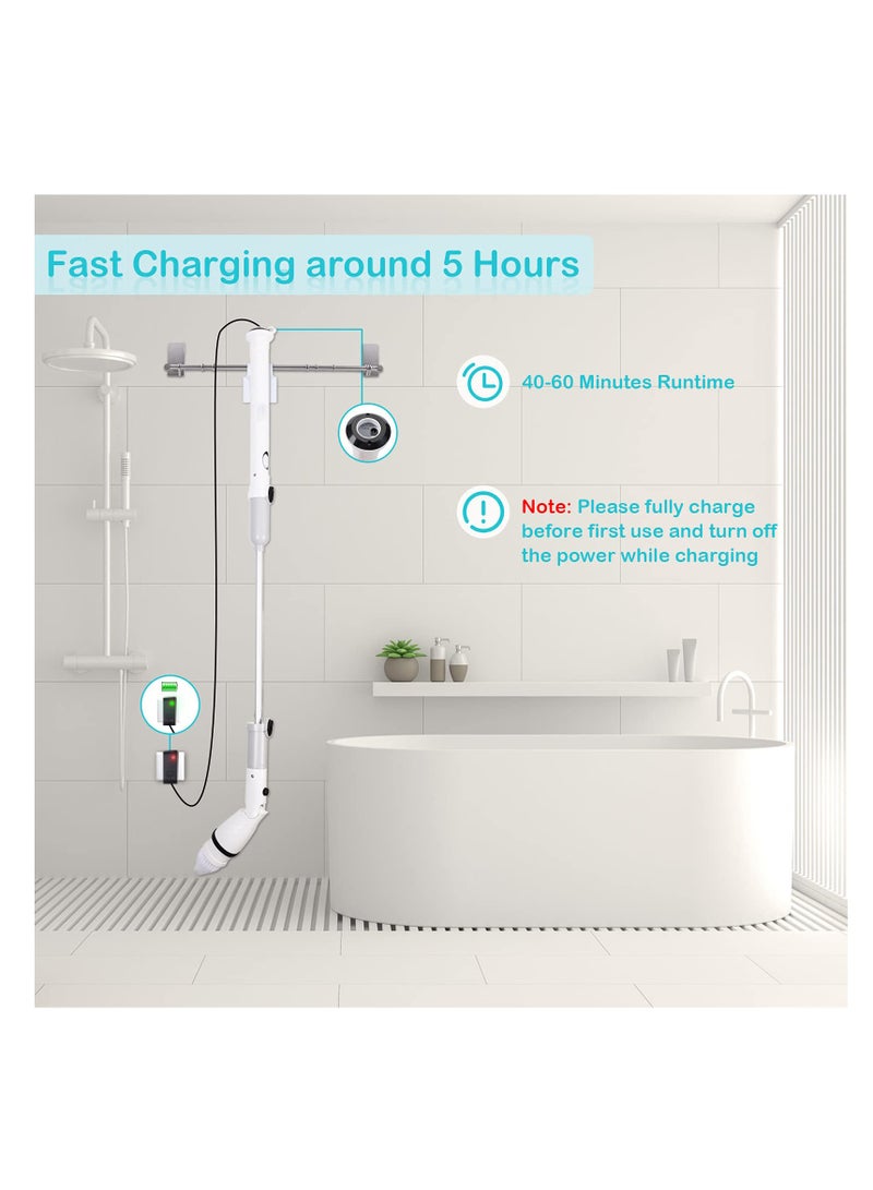 Barakah فرشاة تنظيف كهربائية، قابلة للشحن بدون سلك متعددة الأغراض، دوارة 360 درجة، فرشاة طاقة مع ذراع قابلة للتعديل وأداة برأس قابل للاستبدال 4 لتنظيف الأرضيات والمطبخ والحمام وغسيل السيارات - Image 5