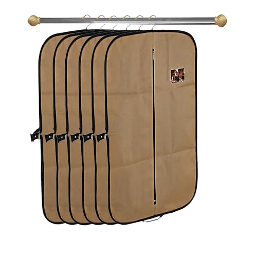 Kuber Industries Pack of 6 Coat Cover | Foldable Blazer Cover | Suit Cover With Zipper Closure | Cloth Organizer For Dust Proof Jacket | Cream - Image 1